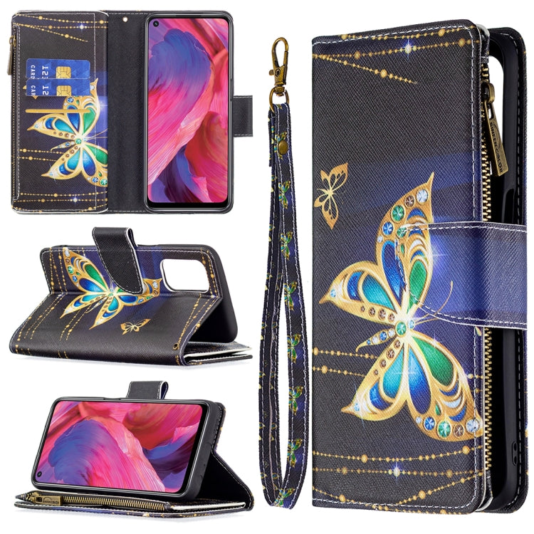 For OPPO A74 5G/A93 5G/A54 5G Colored Drawing Pattern Zipper Horizontal Flip Leather Case with Holder & Card Slots & Wallet(Big Butterfly) - OPPO Cases by buy2fix | Online Shopping UK | buy2fix