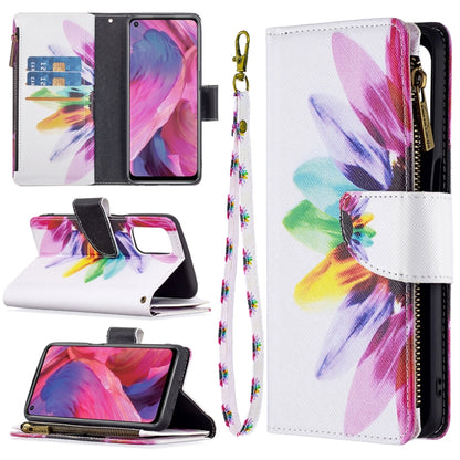 For OPPO A74 5G/A93 5G/A54 5G Colored Drawing Pattern Zipper Horizontal Flip Leather Case with Holder & Card Slots & Wallet(Sun Flower) - OPPO Cases by buy2fix | Online Shopping UK | buy2fix