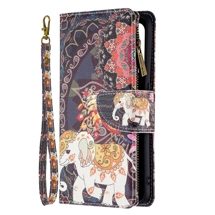 For OPPO A94 5G/F19 Pro+ 5G/Reno5 Z 5G Colored Drawing Pattern Zipper Horizontal Flip Leather Case with Holder & Card Slots & Wallet(Flower Elephants) - OPPO Cases by buy2fix | Online Shopping UK | buy2fix