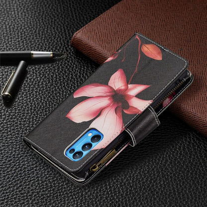 For OPPO Reno5 5G Colored Drawing Pattern Zipper Horizontal Flip Leather Case with Holder & Card Slots & Wallet(Lotus) - OPPO Cases by buy2fix | Online Shopping UK | buy2fix