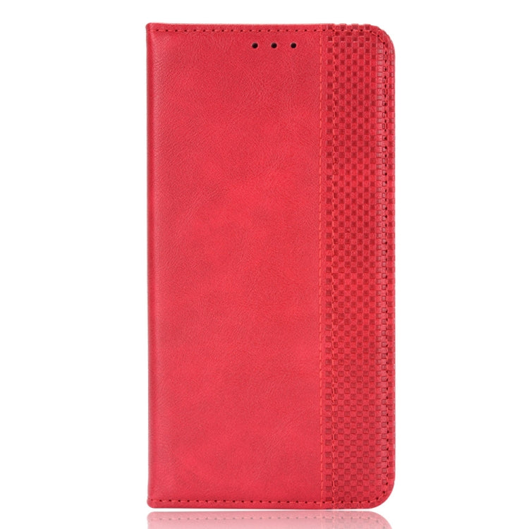 For OnePlus Nord 2 5G Magnetic Buckle Retro Crazy Horse Texture Horizontal Flip Leather Case with Holder & Card Slots & Photo Frame(Red) - OnePlus Cases by buy2fix | Online Shopping UK | buy2fix