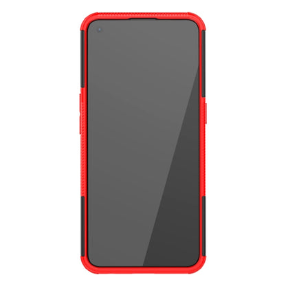 For OnePlus Nord CE 5G Tire Texture Shockproof TPU+PC Protective Case with Holder(Red) - OnePlus Cases by buy2fix | Online Shopping UK | buy2fix