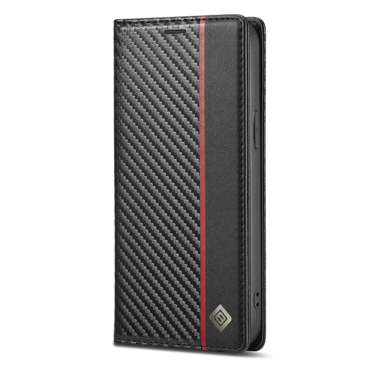 For iPhone 12 / 12 Pro LC.IMEEKE Carbon Fiber PU + TPU Horizontal Flip Leather Case with Holder & Card Slot & Wallet(Vertical Black) - iPhone 12 / 12 Pro Cases by LC.IMEEKE | Online Shopping UK | buy2fix