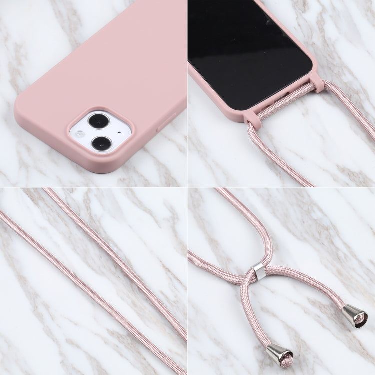 For iPhone 13 Candy Colors TPU Protective Case with Lanyard(Rose Gold) - iPhone 13 Cases by buy2fix | Online Shopping UK | buy2fix