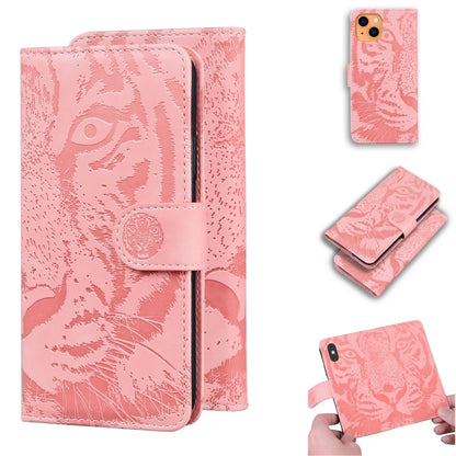 For iPhone 13 mini Tiger Embossing Pattern Horizontal Flip Leather Case with Holder & Card Slots & Wallet (Pink) - iPhone 13 mini Cases by buy2fix | Online Shopping UK | buy2fix