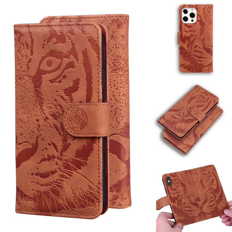 For iPhone 13 Pro Max Tiger Embossing Pattern Horizontal Flip Leather Case with Holder & Card Slots & Wallet (Brown) - iPhone 13 Pro Max Cases by buy2fix | Online Shopping UK | buy2fix