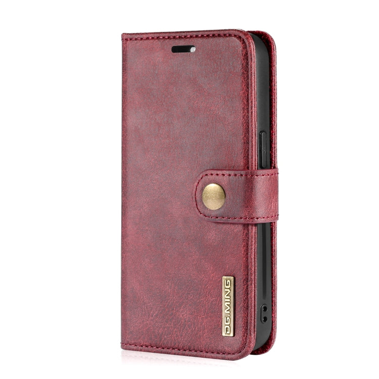 For iPhone 13 DG.MING Crazy Horse Texture Flip Detachable Magnetic Leather Case with Holder & Card Slots & Wallet(Red) - iPhone 13 Cases by DG.MING | Online Shopping UK | buy2fix