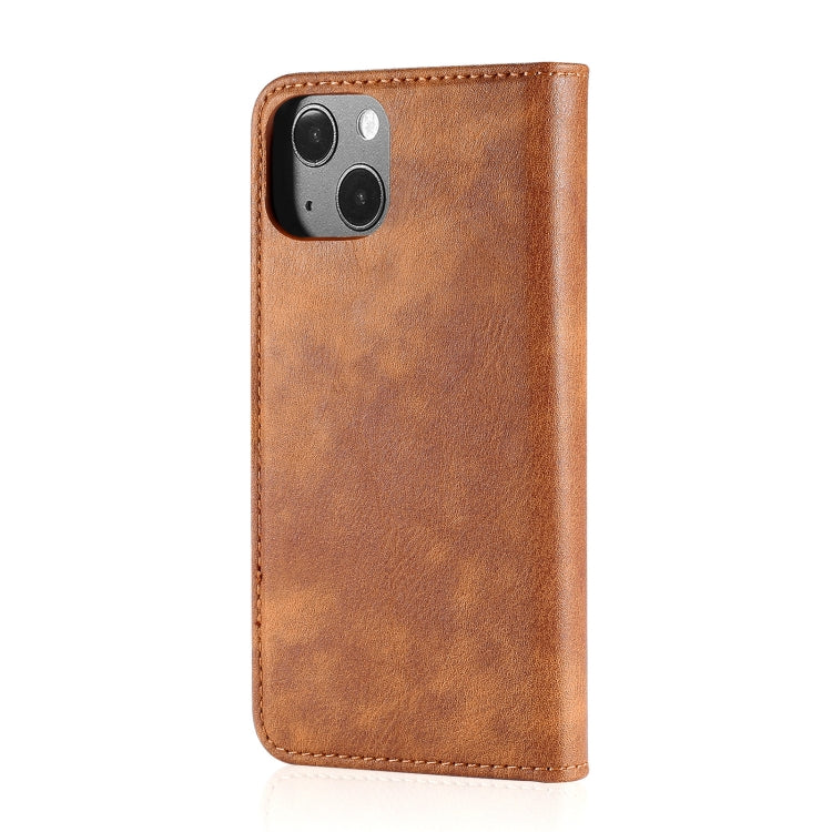 For iPhone 13 DG.MING Crazy Horse Texture Flip Detachable Magnetic Leather Case with Holder & Card Slots & Wallet(Brown) - iPhone 13 Cases by DG.MING | Online Shopping UK | buy2fix