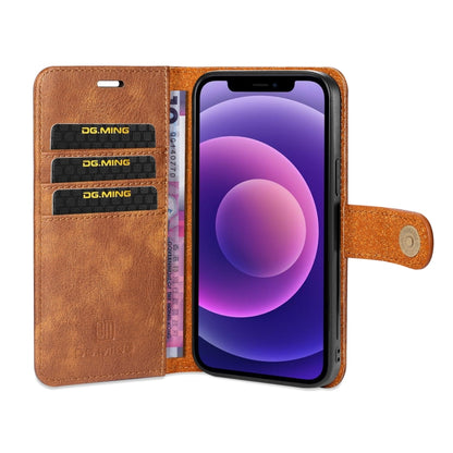 For iPhone 13 DG.MING Crazy Horse Texture Flip Detachable Magnetic Leather Case with Holder & Card Slots & Wallet(Brown) - iPhone 13 Cases by DG.MING | Online Shopping UK | buy2fix