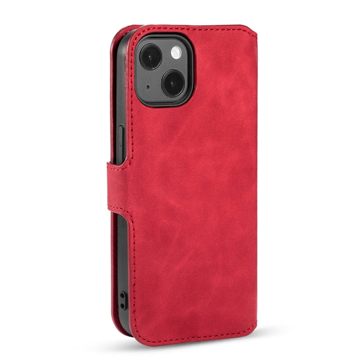 For iPhone 13 mini DG.MING Retro Oil Side Horizontal Flip Leather Case with Holder & Card Slots & Wallet (Red) - iPhone 13 mini Cases by DG.MING | Online Shopping UK | buy2fix