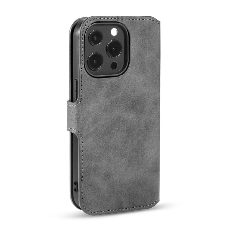 For iPhone 13 Pro DG.MING Retro Oil Side Horizontal Flip Leather Case with Holder & Card Slots & Wallet (Grey) - iPhone 13 Pro Cases by DG.MING | Online Shopping UK | buy2fix