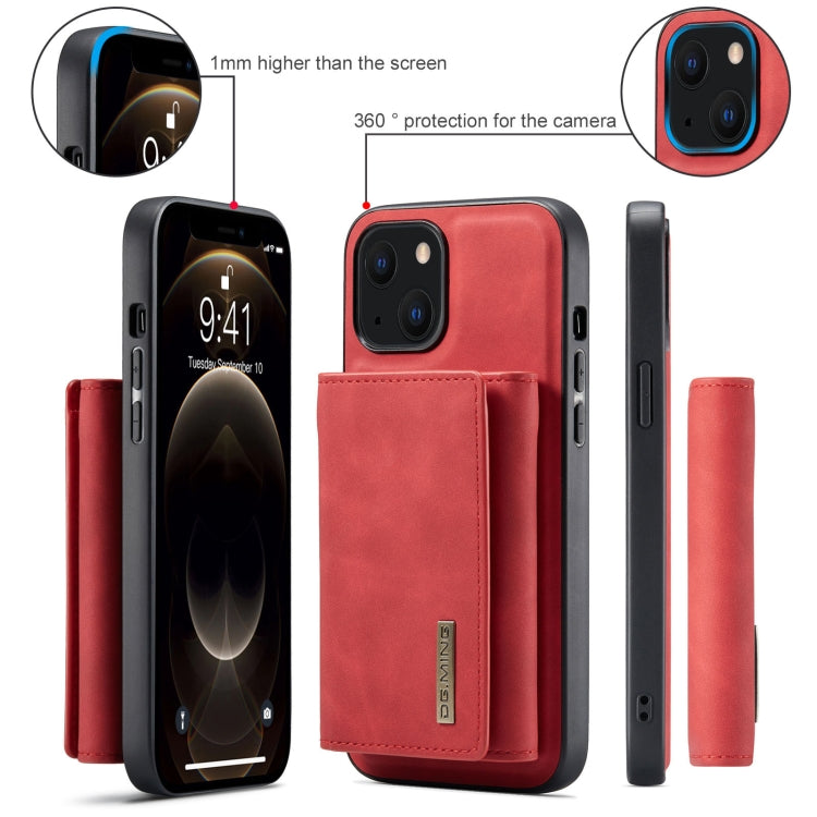 For iPhone 13 mini DG.MING M1 Series 3-Fold Multi Card Wallet Shockproof Case with Holder Function (Red) - iPhone 13 mini Cases by DG.MING | Online Shopping UK | buy2fix