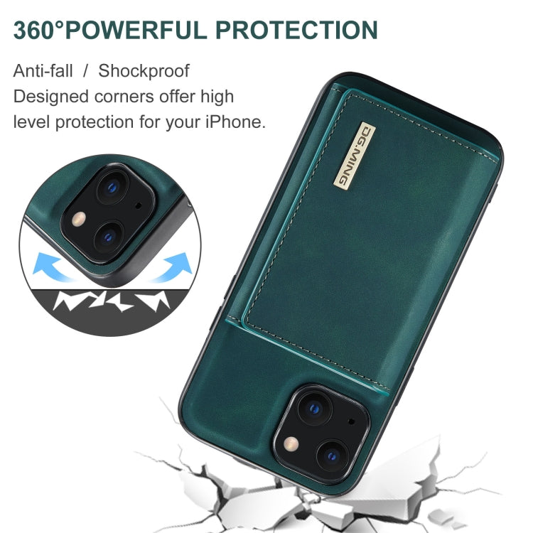 For iPhone 13 mini DG.MING M1 Series 3-Fold Multi Card Wallet Shockproof Case with Holder Function (Green) - iPhone 13 mini Cases by DG.MING | Online Shopping UK | buy2fix