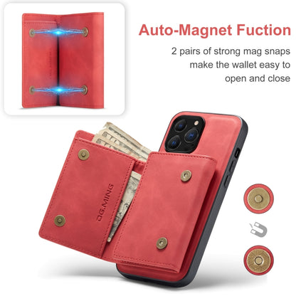 For iPhone 13 Pro DG.MING M1 Series 3-Fold Multi Card Wallet Shockproof Case with Holder Function (Red) - iPhone 13 Pro Cases by DG.MING | Online Shopping UK | buy2fix