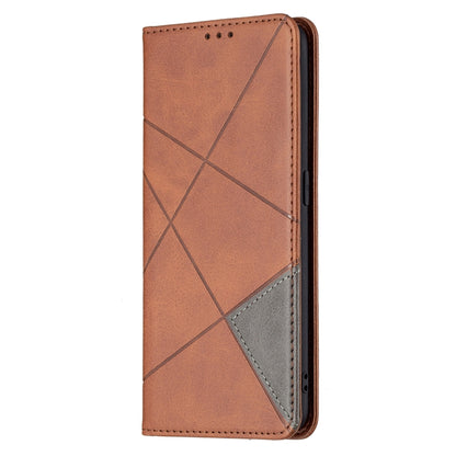 For OPPO A94 5G / F19 Pro Plus / Reno5 Z 5G Rhombus Texture Horizontal Flip Magnetic Leather Case with Holder & Card Slots(Brown) - OPPO Cases by buy2fix | Online Shopping UK | buy2fix