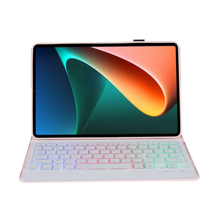 A0N5BS Ultra-thin Tri-color Backlight Detachable Lambskin Texture TPU Bluetooth Keyboard Leather Tablet Case with Holder For Xiaomi Pad 5 / 5 Pro(Pink) - Others Keyboard by buy2fix | Online Shopping UK | buy2fix