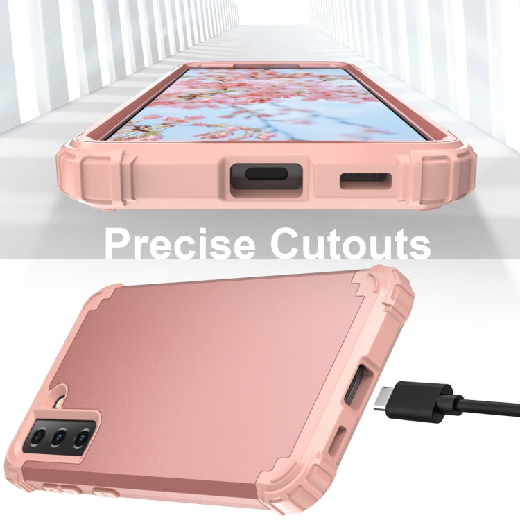 For Samsung Galaxy S21 Ultra 5G 3 in 1 Shockproof PC + Silicone Protective Case(Rose Gold) - Galaxy S21 Ultra 5G Cases by buy2fix | Online Shopping UK | buy2fix