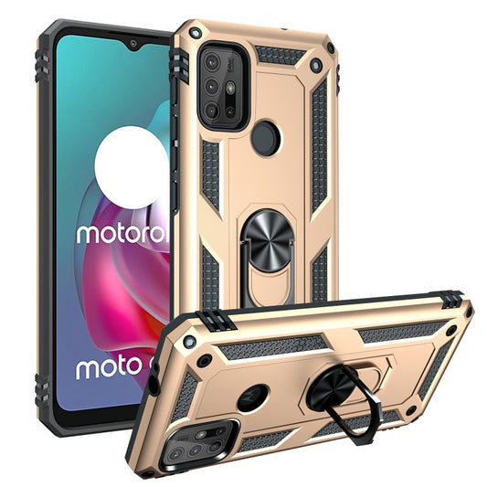 For Motorola Moto G30 / G10 Shockproof TPU + PC Protective Case with 360 Degree Rotating Holder(Gold) - Motorola Cases by buy2fix | Online Shopping UK | buy2fix