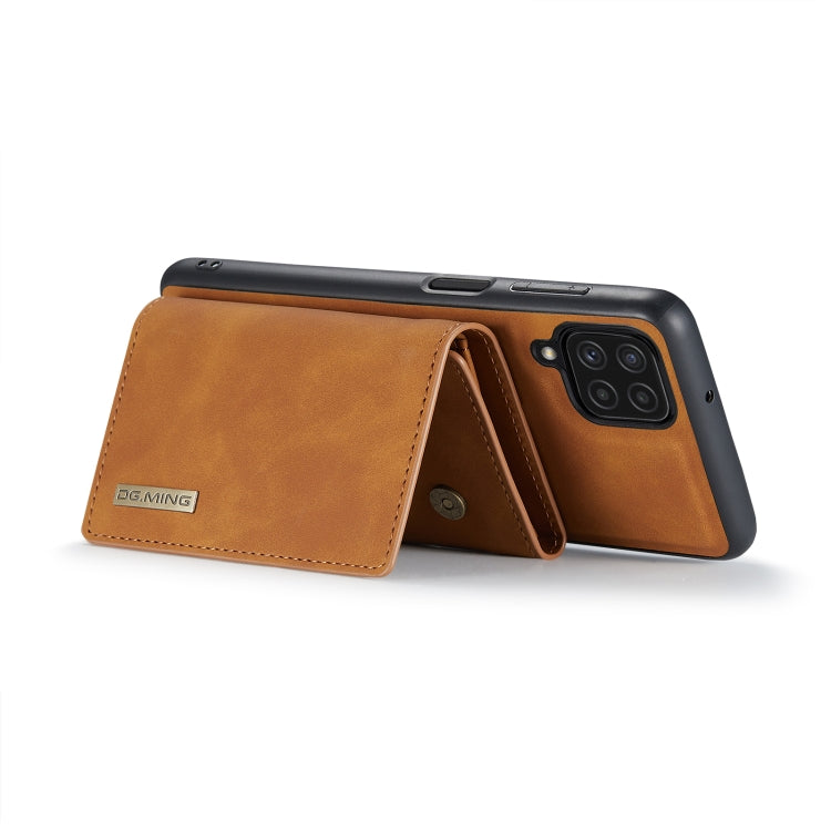 DG.MING M1 Series 3-Fold Multi Card Wallet  Back Cover Shockproof Case with Holder Function For Samsung Galaxy A22 4G(Brown) - Galaxy Phone Cases by DG.MING | Online Shopping UK | buy2fix