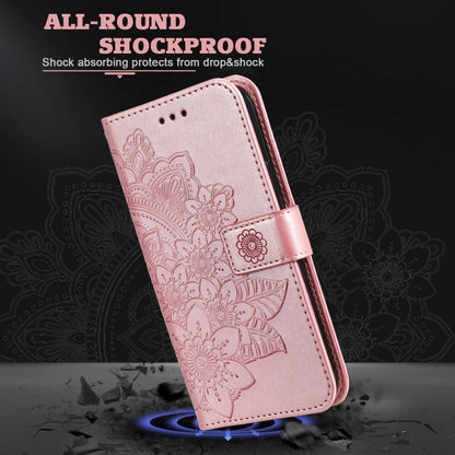 7-petal Flowers Embossing Pattern Horizontal Flip PU Leather Case with Holder & Card Slots & Wallet & Photo Frame For Motorola Moto G30 / G10 / G10 Power / G20(Rose Gold) - Motorola Cases by buy2fix | Online Shopping UK | buy2fix