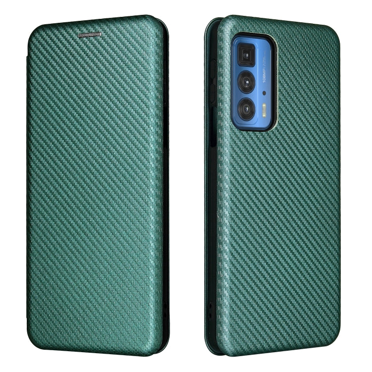 For Motorola Edge 20 Pro Carbon Fiber Texture Horizontal Flip TPU + PC + PU Leather Case with Card Slot(Green) - Motorola Cases by buy2fix | Online Shopping UK | buy2fix