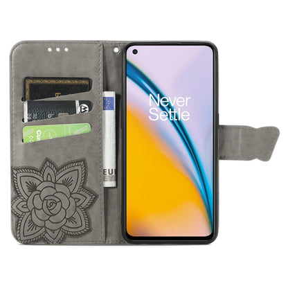 Butterfly Love Flowers Embossed Horizontal Flip Leather Case with Holder & Card Slots & Wallet & Lanyard For OnePlus Nord 2 5G(Gray) - OnePlus Cases by buy2fix | Online Shopping UK | buy2fix