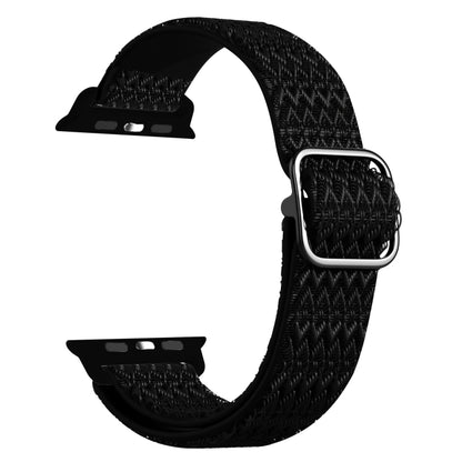 Adjustable Rhombic Texture Elastic Watch Band For Apple Watch Ultra 49mm&Watch Ultra 2 49mm / Series 9&8&7 45mm / SE 3&SE 2&6&SE&5&4 44mm / 3&2&1 42mm(Black) - Watch Bands by buy2fix | Online Shopping UK | buy2fix