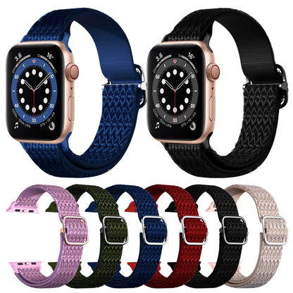 Adjustable Rhombic Texture Elastic Watch Band For Apple Watch Ultra 49mm&Watch Ultra 2 49mm / Series 9&8&7 45mm / SE 3&SE 2&6&SE&5&4 44mm / 3&2&1 42mm(Blue) - Watch Bands by buy2fix | Online Shopping UK | buy2fix