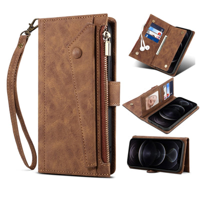 For iPhone XS Max Retro Frosted Horizontal Flip Leather Case with Holder & Card Slot & Wallet & Zipper Pocket & Lanyard(Brown) - More iPhone Cases by buy2fix | Online Shopping UK | buy2fix