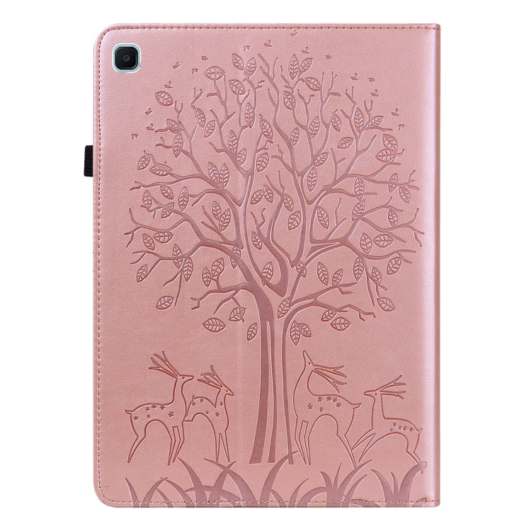 Tree & Deer Pattern Pressed Printing Horizontal Flip PU Leather Case with Holder & Card Slots & Sleep / Wake-up Function For Samsung Galaxy Tab S6 Lite(Pink) - Tab S6 Lite P610 / P615 by buy2fix | Online Shopping UK | buy2fix