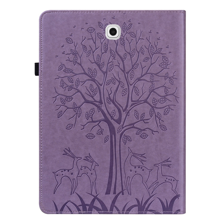 For Samsung Galaxy Tab S2 9.7 Tree & Deer Pattern Pressed Printing Horizontal Flip PU Leather Case with Holder & Card Slots(Purple) - Other Galaxy Tab PC by buy2fix | Online Shopping UK | buy2fix