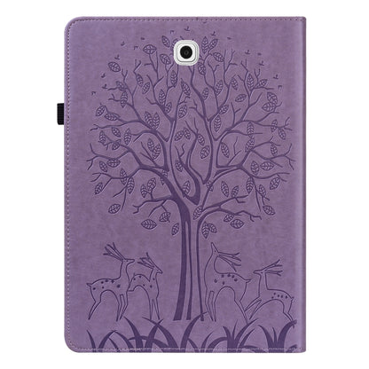 For Samsung Galaxy Tab S2 9.7 Tree & Deer Pattern Pressed Printing Horizontal Flip PU Leather Case with Holder & Card Slots(Purple) - Other Galaxy Tab PC by buy2fix | Online Shopping UK | buy2fix