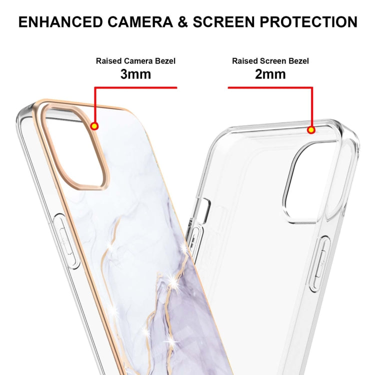 For iPhone 13 Pro Electroplating Marble Pattern Dual-side IMD TPU Shockproof Case (White 006) - iPhone 13 Pro Cases by buy2fix | Online Shopping UK | buy2fix