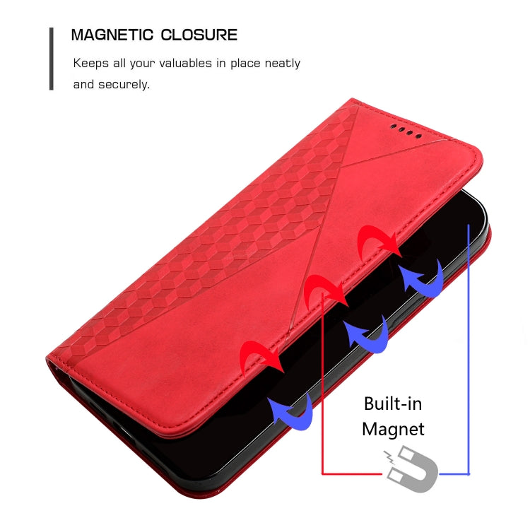 For iPhone 12 Pro Max Diamond Pattern Splicing Skin Feel Magnetic Horizontal Flip Leather Case with Card Slots & Holder & Wallet(Red) - iPhone 12 Pro Max Cases by buy2fix | Online Shopping UK | buy2fix