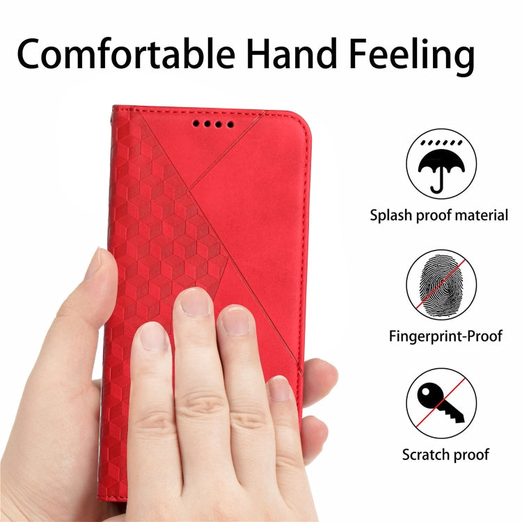 For iPhone 12 Pro Max Diamond Pattern Splicing Skin Feel Magnetic Horizontal Flip Leather Case with Card Slots & Holder & Wallet(Red) - iPhone 12 Pro Max Cases by buy2fix | Online Shopping UK | buy2fix