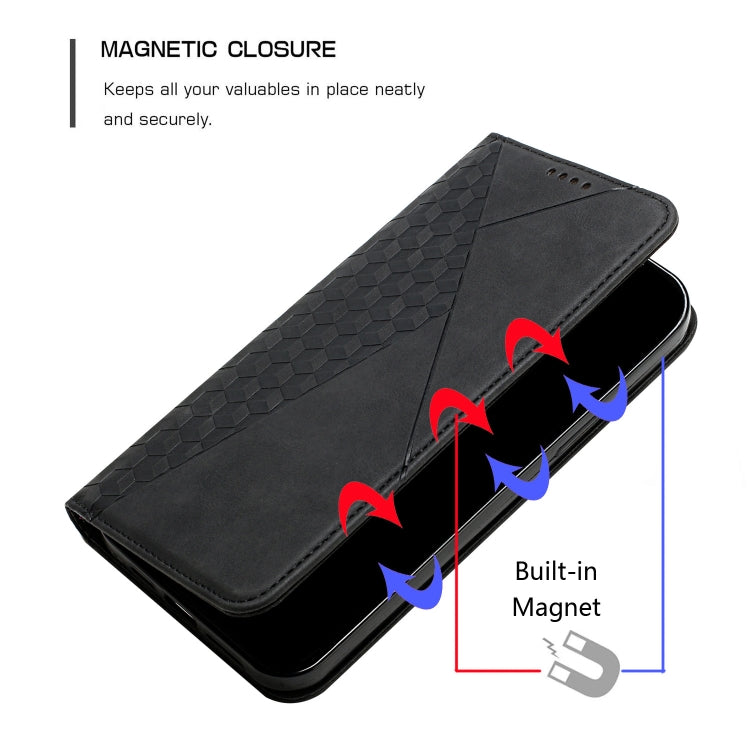 For iPhone 12 Pro Max Diamond Pattern Splicing Skin Feel Magnetic Horizontal Flip Leather Case with Card Slots & Holder & Wallet(Black) - iPhone 12 Pro Max Cases by buy2fix | Online Shopping UK | buy2fix