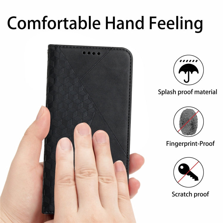 For iPhone XR Diamond Pattern Splicing Skin Feel Magnetic Horizontal Flip Leather Case with Card Slots & Holder & Wallet(Black) - More iPhone Cases by buy2fix | Online Shopping UK | buy2fix