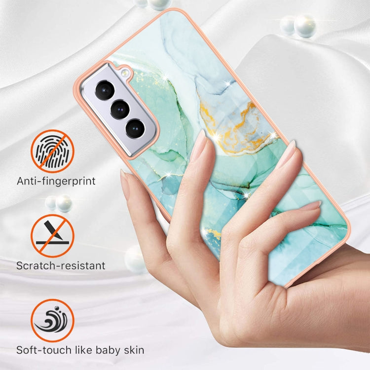 For Samsung Galaxy S21 5G Electroplating Marble Pattern Dual-side IMD TPU Shockproof Case(Green 003) - Galaxy S21 5G Cases by buy2fix | Online Shopping UK | buy2fix