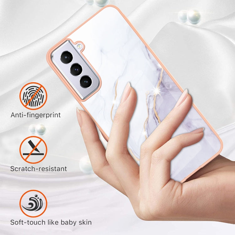 For Samsung Galaxy S21 5G Electroplating Marble Pattern Dual-side IMD TPU Shockproof Case(White 006) - Galaxy S21 5G Cases by buy2fix | Online Shopping UK | buy2fix