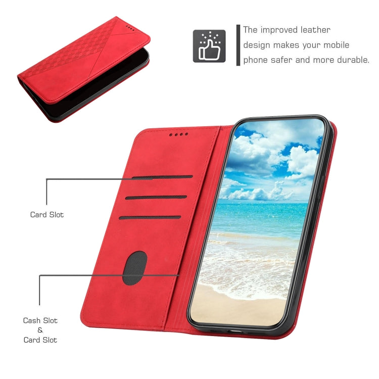 For Samsung Galaxy S21 Ultra 5G Diamond Pattern Splicing Skin Feel Magnetic Horizontal Flip Leather Case with Card Slots & Holder & Wallet(Red) - Galaxy S21 Ultra 5G Cases by buy2fix | Online Shopping UK | buy2fix