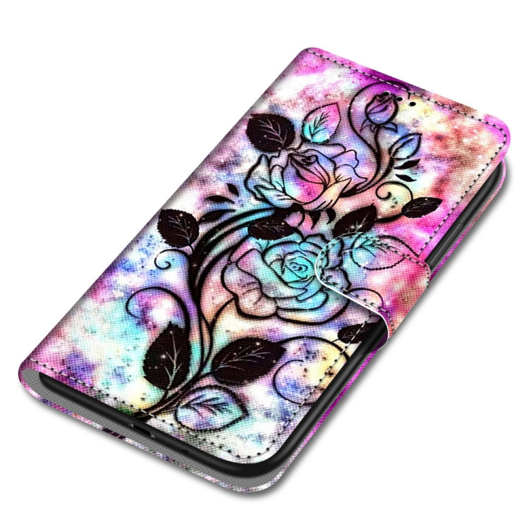 For Huawei P50 Pro Coloured Drawing Cross Texture Horizontal Flip PU Leather Case with Holder & Card Slots & Wallet & Lanyard(Color Bottom Hollow Flower) - Huawei Cases by buy2fix | Online Shopping UK | buy2fix