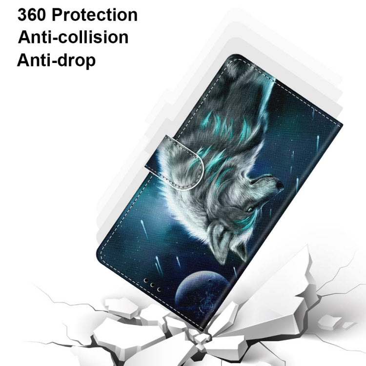 For OPPO A54 5G / A74 5G / A93 5G / A93s 5G Coloured Drawing Cross Texture Horizontal Flip PU Leather Case with Holder & Card Slots & Wallet & Lanyard(Pensive Wolf) - OPPO Cases by buy2fix | Online Shopping UK | buy2fix