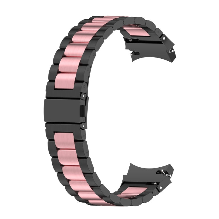 For Samsung Galaxy Watch4 / Watch4 Classic Three Strains Steel Watch Band(Black Pink) - Watch Bands by buy2fix | Online Shopping UK | buy2fix