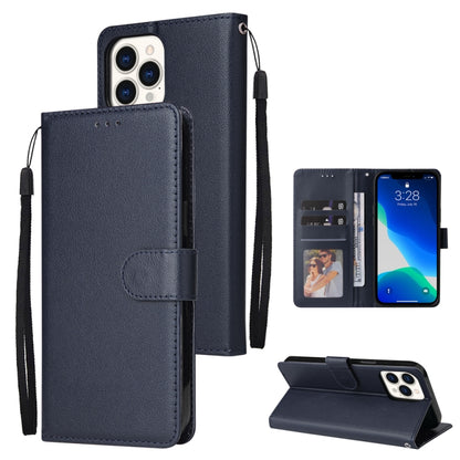 For iPhone 13 Pro Multifunctional Horizontal Flip Leather Case, with Three Card Slot & Holder & Photo Frame & Lanyard (Navy) - iPhone 13 Pro Cases by buy2fix | Online Shopping UK | buy2fix