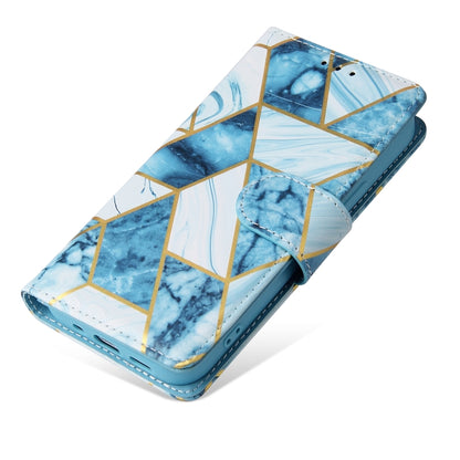 For iPhone 13 mini Marble Bronzing Stitching Horizontal Flip PU Leather Case with Holder & Card Slots & Wallet & Photo Frame (Blue) - iPhone 13 mini Cases by buy2fix | Online Shopping UK | buy2fix