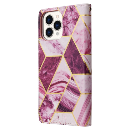 For iPhone 13 Pro Max Marble Bronzing Stitching Horizontal Flip PU Leather Case with Holder & Card Slots & Wallet & Photo Frame (Purple) - iPhone 13 Pro Max Cases by buy2fix | Online Shopping UK | buy2fix