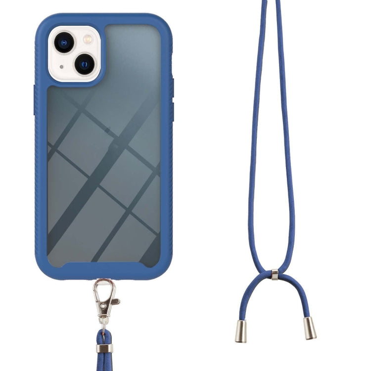 For iPhone 13 Starry Sky Solid Color Series Shockproof PC + TPU Protective Case with Neck Strap(Blue) - iPhone 13 Cases by buy2fix | Online Shopping UK | buy2fix