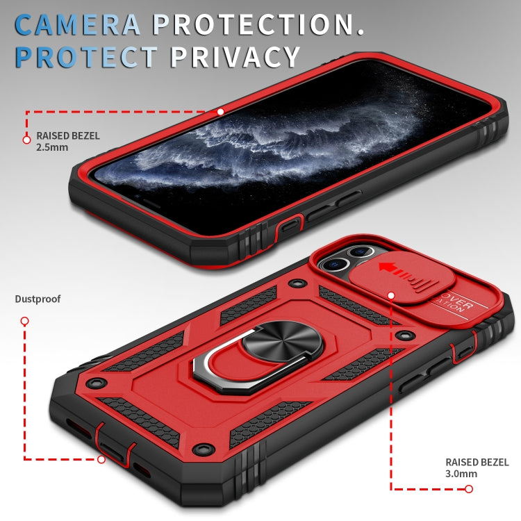 For iPhone 11 Pro Sliding Camera Cover Design TPU + PC Protective Case with 360 Degree Rotating Holder & Card Slot (Red+Black) - iPhone 11 Pro Cases by buy2fix | Online Shopping UK | buy2fix