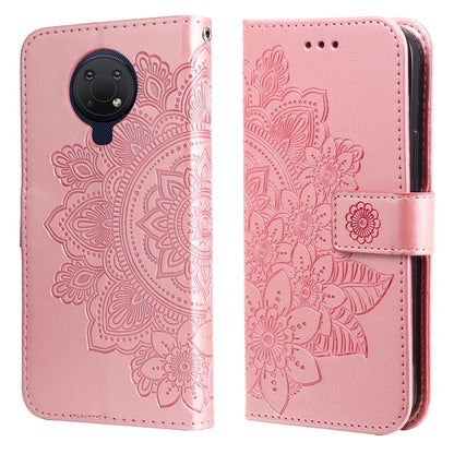 For Nokia G10 / G20 / 6.3 7-petal Flowers Embossing Pattern Horizontal Flip PU Leather Case with Holder & Card Slots & Wallet & Photo Frame(Rose Gold) - Nokia Cases by buy2fix | Online Shopping UK | buy2fix