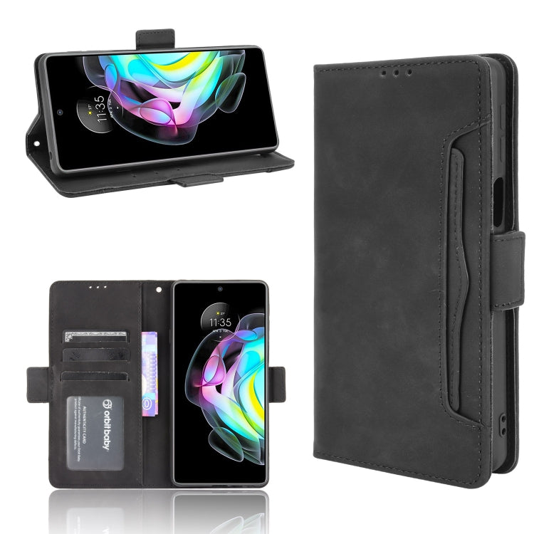 For Motorola Edge 20 Skin Feel Calf Pattern Horizontal Flip Leather Case with Holder & Card Slots & Photo Frame(Black) - Motorola Cases by buy2fix | Online Shopping UK | buy2fix